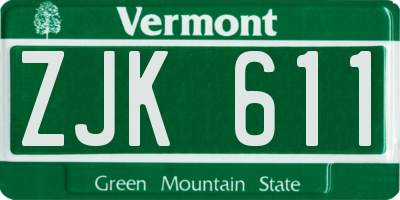 VT license plate ZJK611