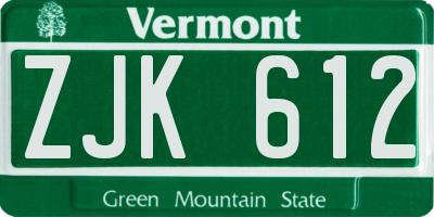VT license plate ZJK612