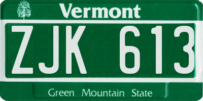 VT license plate ZJK613