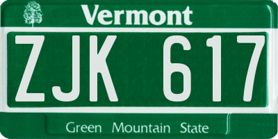 VT license plate ZJK617