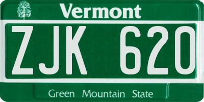 VT license plate ZJK620