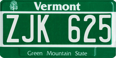 VT license plate ZJK625