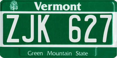 VT license plate ZJK627