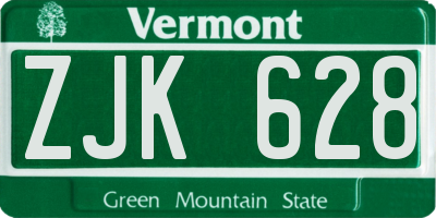 VT license plate ZJK628