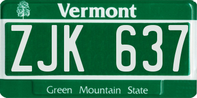 VT license plate ZJK637