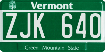 VT license plate ZJK640