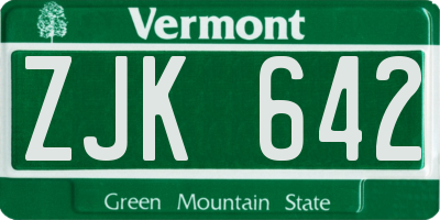 VT license plate ZJK642