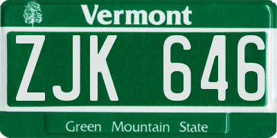 VT license plate ZJK646