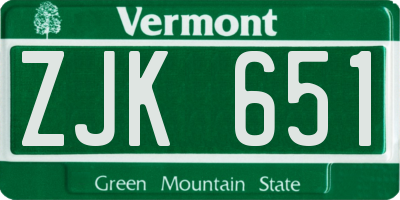 VT license plate ZJK651