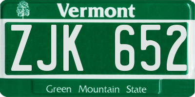 VT license plate ZJK652