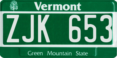 VT license plate ZJK653