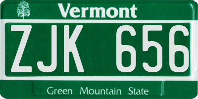 VT license plate ZJK656