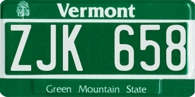 VT license plate ZJK658