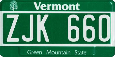 VT license plate ZJK660