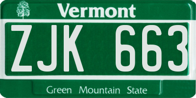VT license plate ZJK663