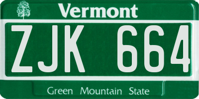 VT license plate ZJK664