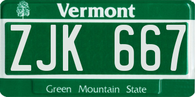 VT license plate ZJK667