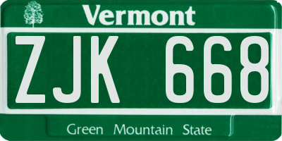 VT license plate ZJK668