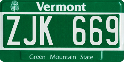 VT license plate ZJK669