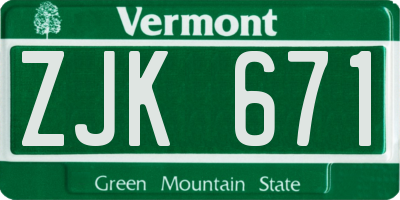 VT license plate ZJK671