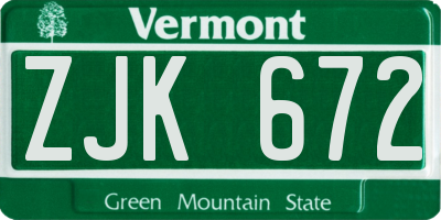 VT license plate ZJK672