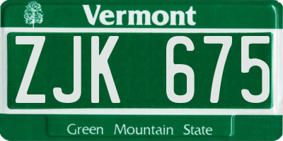 VT license plate ZJK675