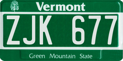 VT license plate ZJK677