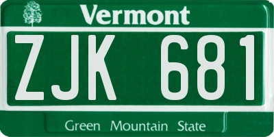 VT license plate ZJK681
