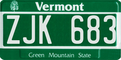 VT license plate ZJK683