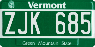VT license plate ZJK685
