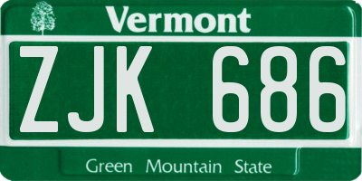VT license plate ZJK686