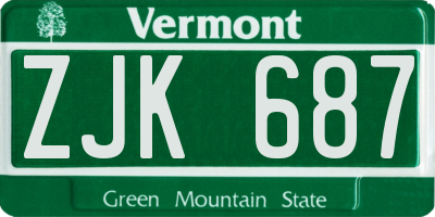 VT license plate ZJK687