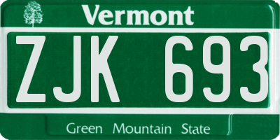 VT license plate ZJK693