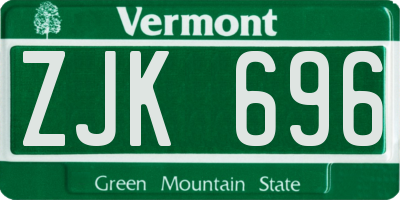 VT license plate ZJK696