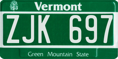VT license plate ZJK697