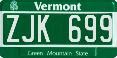 VT license plate ZJK699