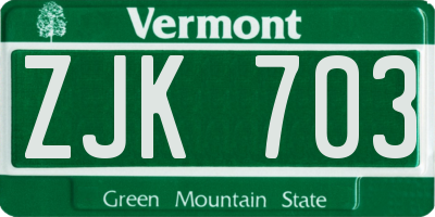 VT license plate ZJK703