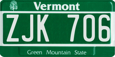 VT license plate ZJK706