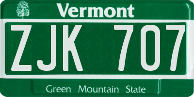 VT license plate ZJK707