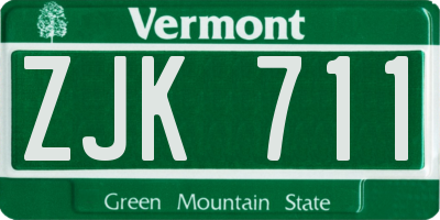 VT license plate ZJK711
