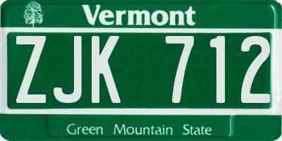 VT license plate ZJK712