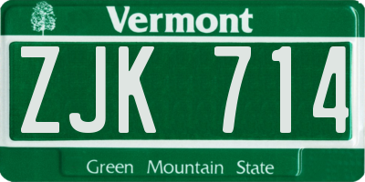 VT license plate ZJK714