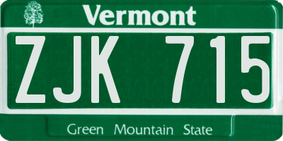 VT license plate ZJK715