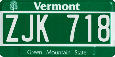 VT license plate ZJK718