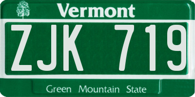 VT license plate ZJK719