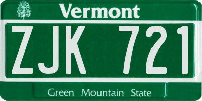 VT license plate ZJK721