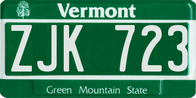 VT license plate ZJK723
