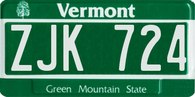 VT license plate ZJK724