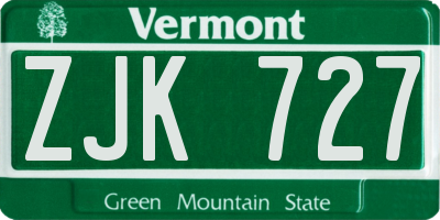 VT license plate ZJK727