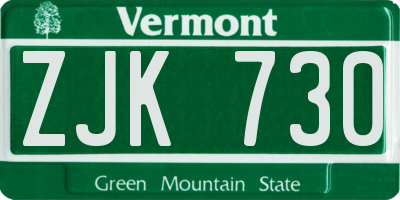 VT license plate ZJK730